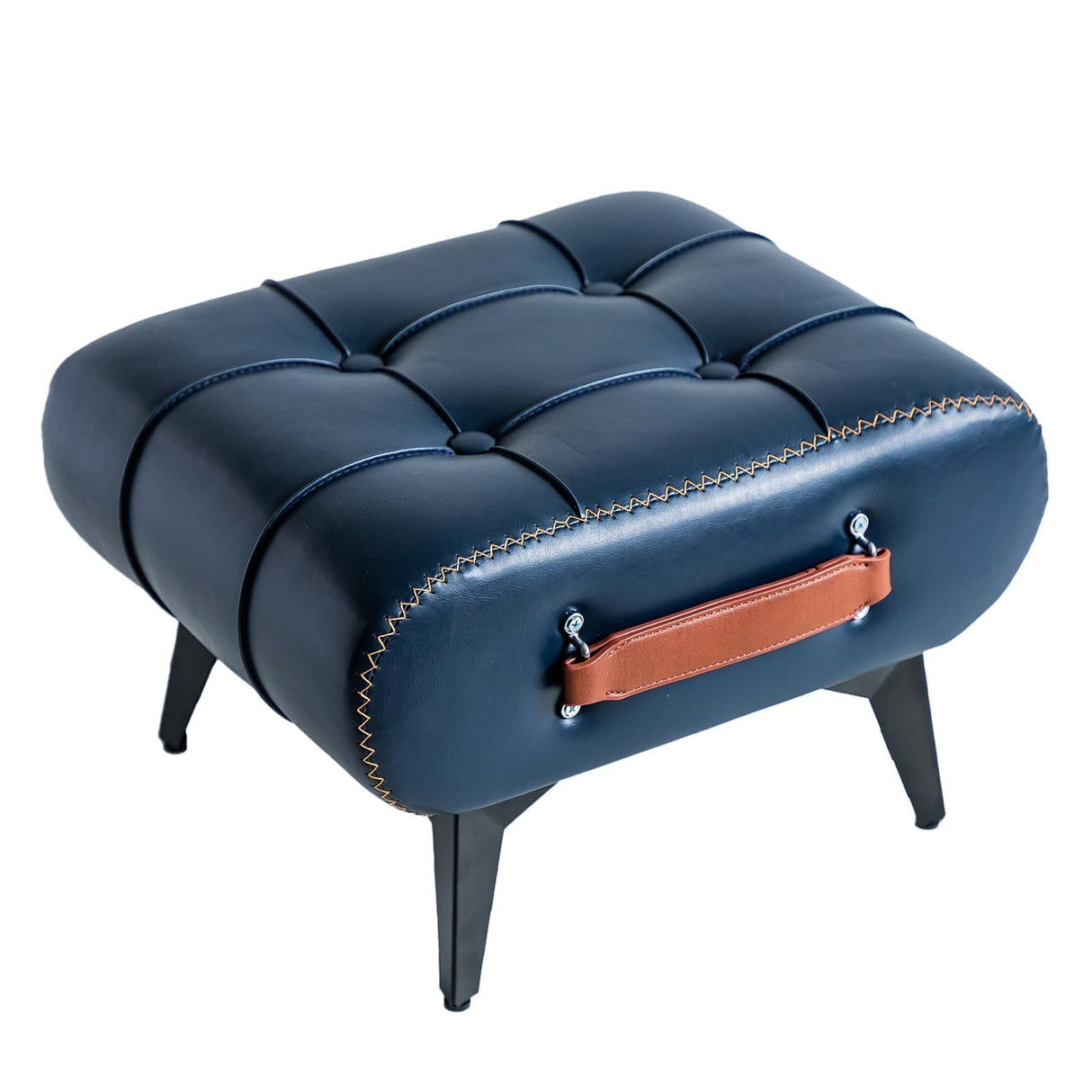 Purgreen Small Footstool Ottoman - Stylish and Functional Faux Leather Footrest for Extra Seating in Living Room, Entryway, or Office Purgreen