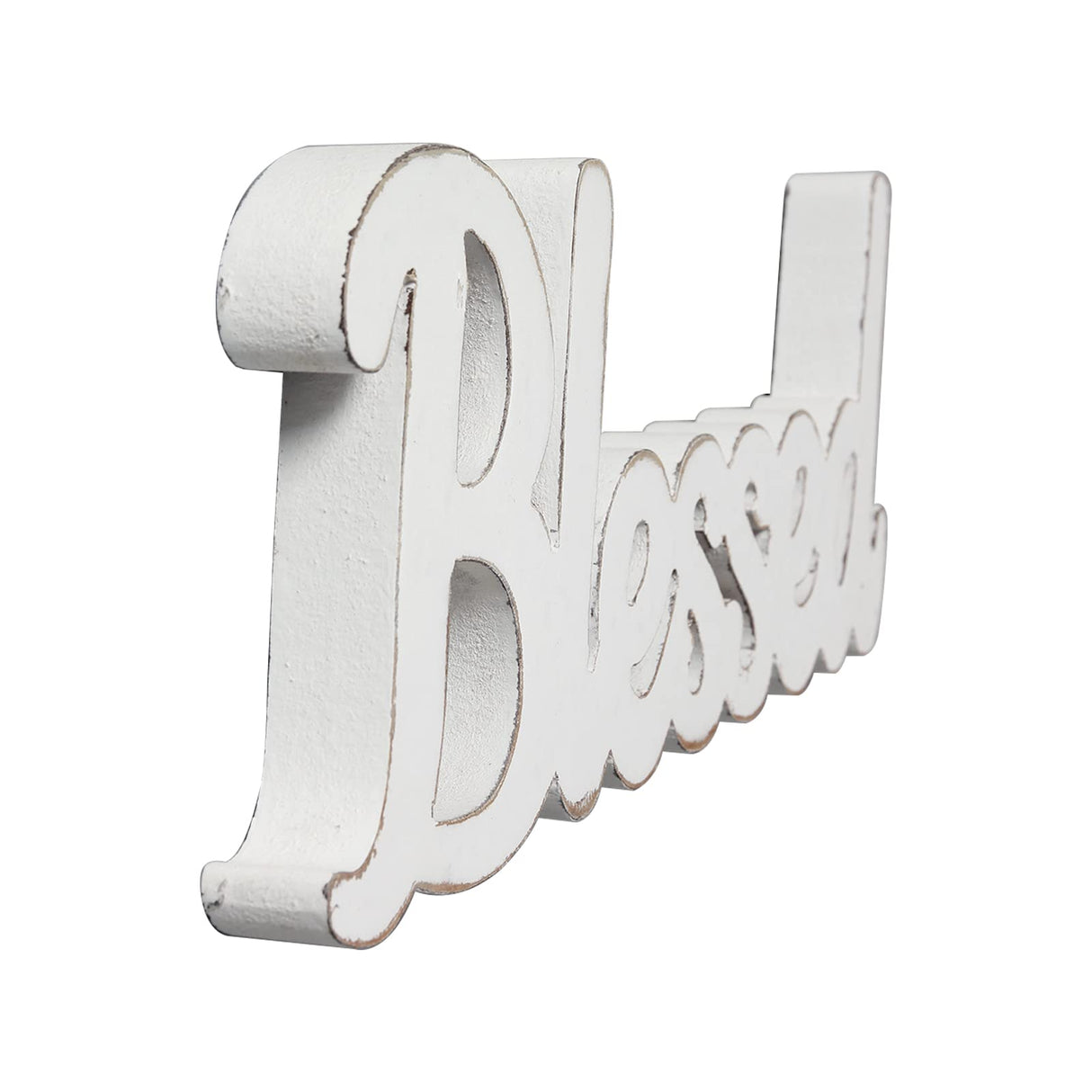Sintosin Rustic White Wooden Blessed Sign for Tabletop 15", Wall Hanging Farmhouse Blessed Signs for Home Decor, Handmade Thanksgiving Signs Decor, Christmas Signs for Living Room Entryway Sintosin