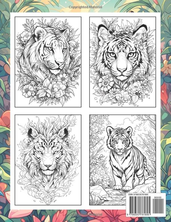Tigers Coloring Book: Striped Felines for Big Cat Enthusiasts Majosta