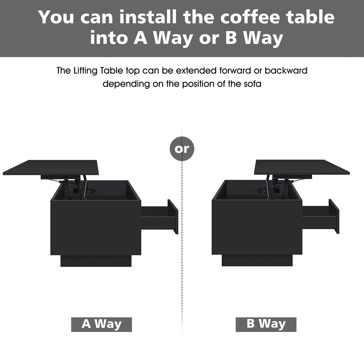 LED Coffee Table for Living Room Morden Coffee Tables with Lift Top High Gloss 4 Tiers WhiteTea Table with Storage Center Tables Sofa Hidden Compartment & 1 Open Shelve & 1 Drawer HOMMPA