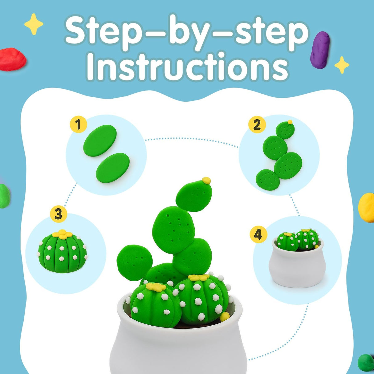 Air Dry Clay for Kids - 12 Plants DIY Modeling Clay Kit with Sculpting Tools & STEM Tutorials - Ultra Light, Soft, Safe - Back to School Classroom Supplies, Home Party, Birthday Gifts for Ages 3-12+ DMTXCRP