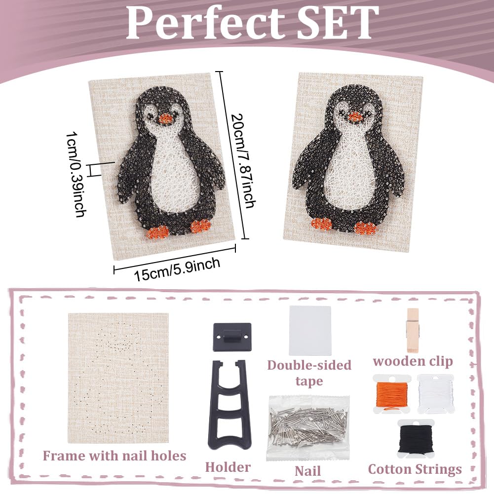 WEBEEDY DIY Penguin String Art Kit for Adult Beginners 3D Cute Animal String Art Crafts Kit,Arts Crafts Kit with Instruction and All Supplies,Home Wall Decorations Christmas Unique Women Gift WEBEEDY