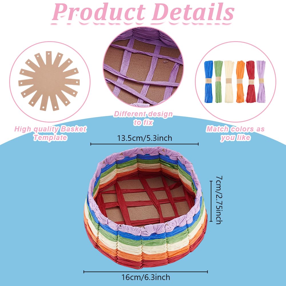 FREEBLOSS 9 Set Basket Making Kit Creative Raffia Basket with Instruction Easter Basket Making Kit Basket Weaving Supplies for Adults Creative Woven Bowl Kits for Easter Activities 12 * 12'' Template FREEBLOSS