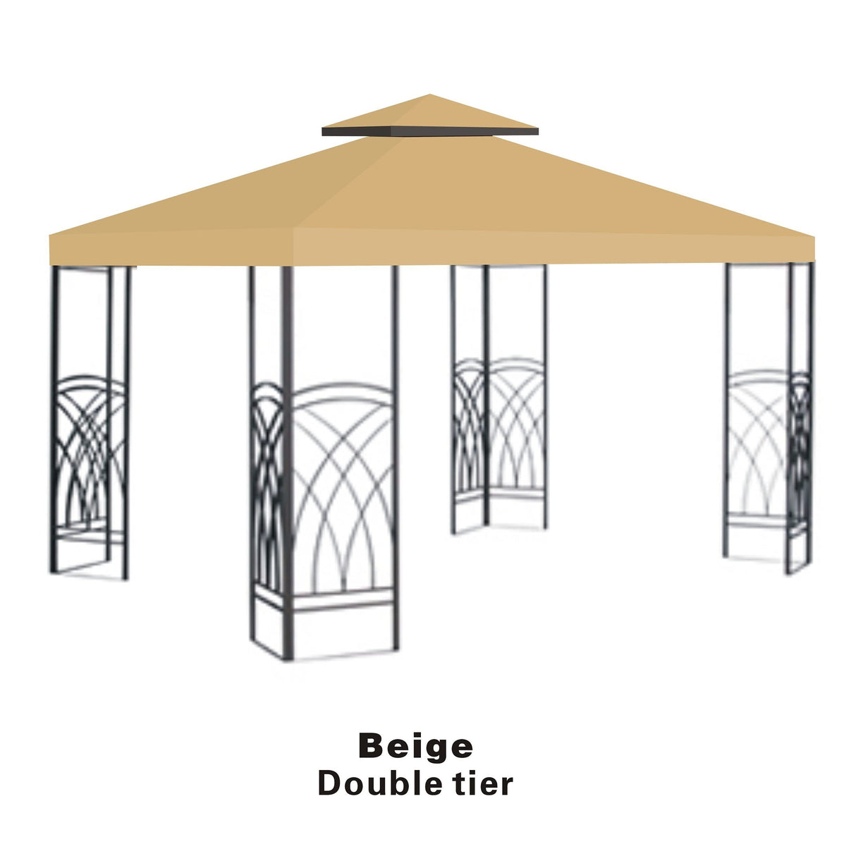 BenefitUSA Replacement Canopy Top Cover for 10'X10' Gazebo Polyester Double Tiers for Outdoor Garden Patio Pavilion Sunshade (Beige) BenefitUSA