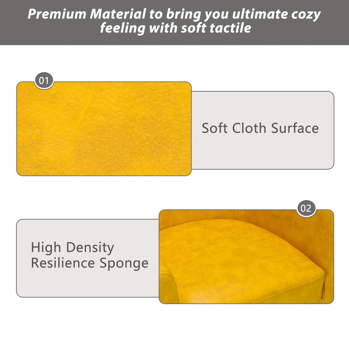 INZOY Modern Accent Chair with Ottoman for Small Space, Club Chair with Ottoman Set, Comfy PU Leather Barrel Reading Chairs for Living Room Bedroom, Round Reading Chair with Foot Rest, Yellow INZOY