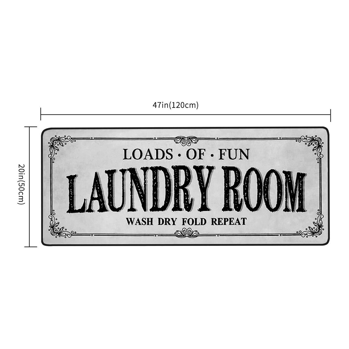 ROMAMIGO Grey Runner Rug, Farmhouse Kitchen Floor Mat, Non Slip Laundry Room Decor, Large (20 X 47 inch) ROMAMIGO