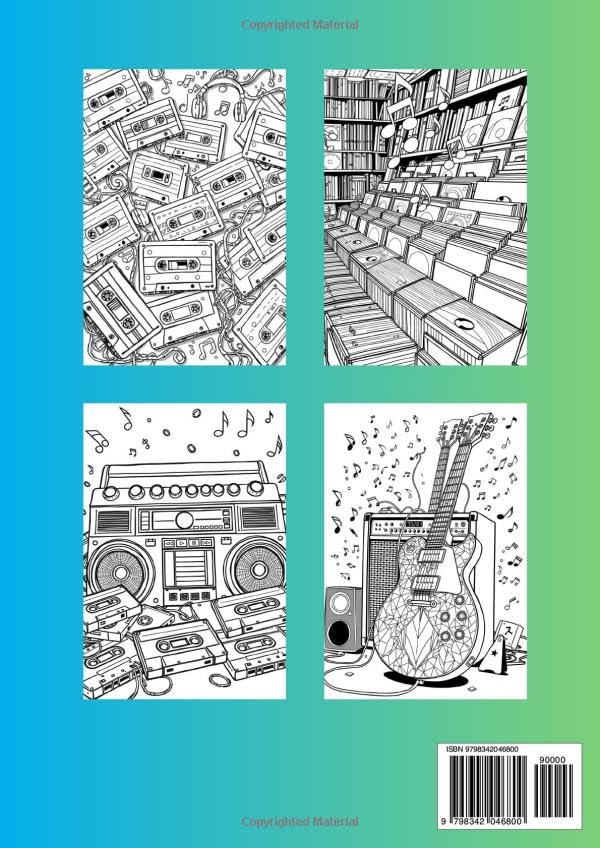 90's Music Nostalgia Coloring Book: A Coloring Book for Gen X, Gen Y, and Elder Millennials WoodArtSupply