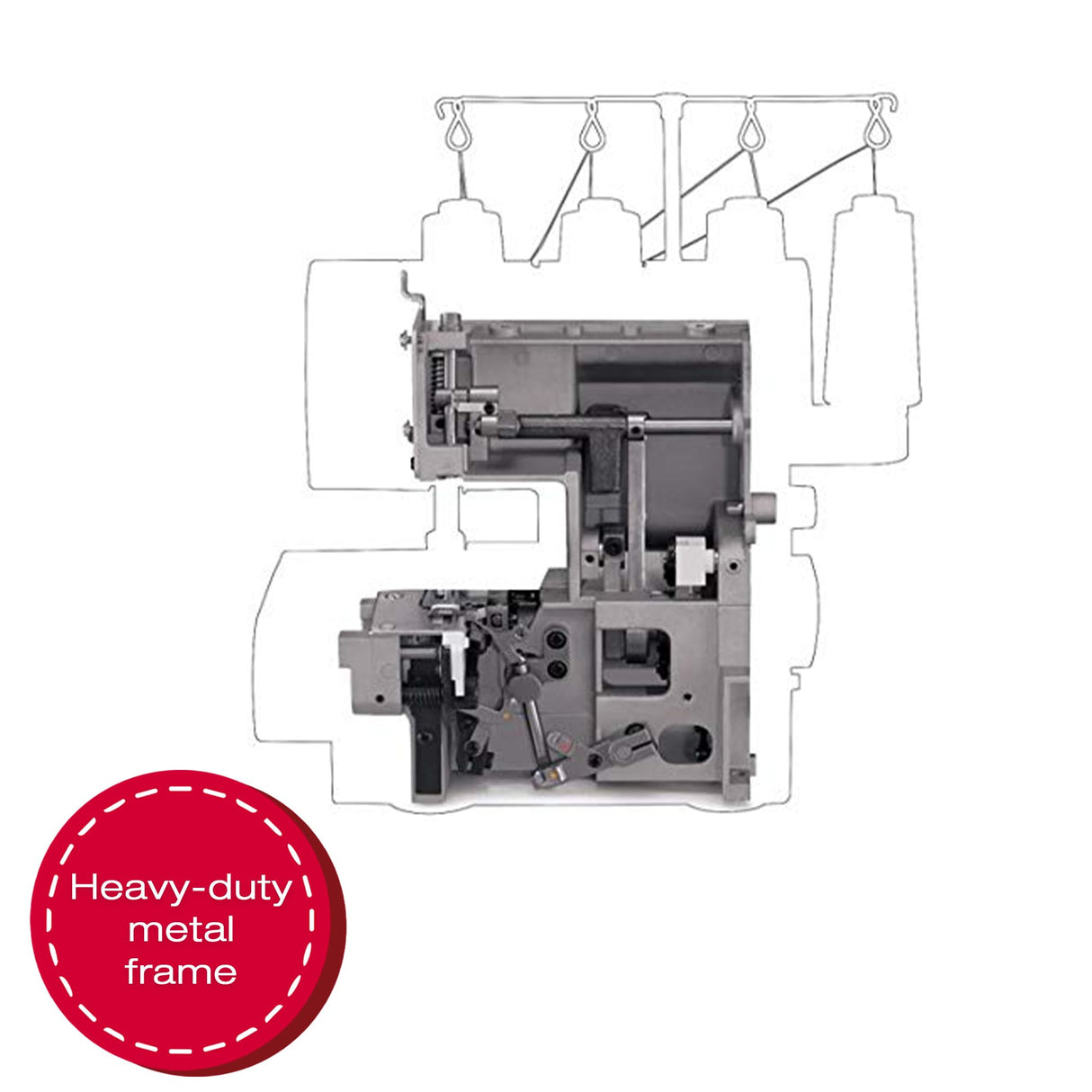 SINGER X5004-HD Metal Frame Serger & Overlock Machine | 2-3-4 Stitch Capability, 8 Built-In Stitches, 1300 Stitches per minute, Adjustable Differential Feed & 2 LED Lights (Grey/Blue) SINGER