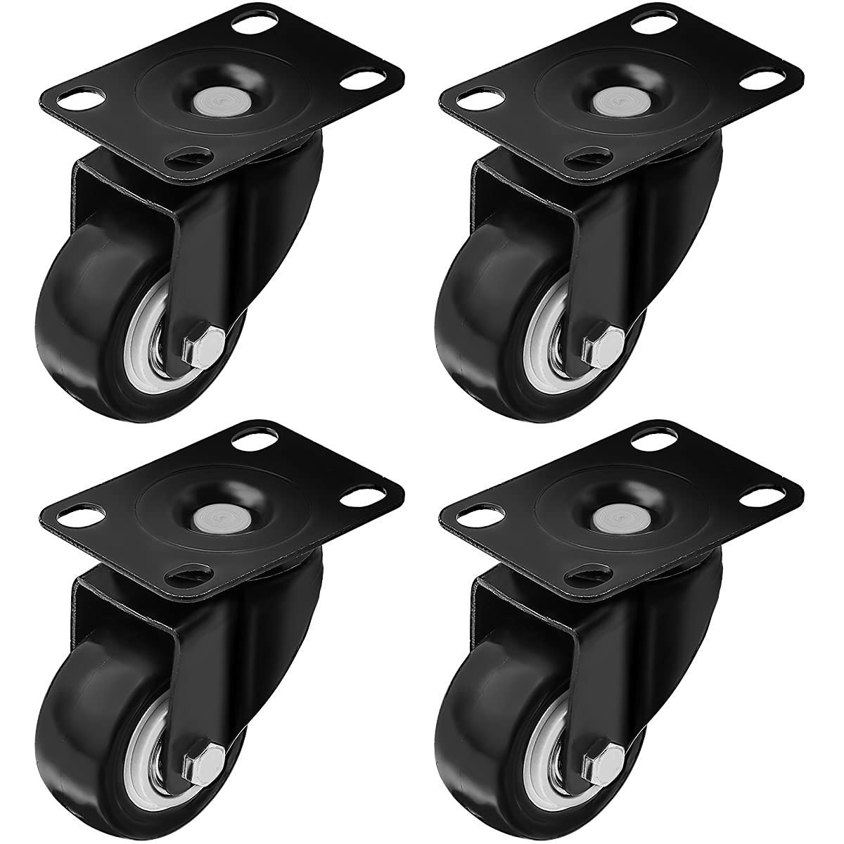 Swivel Caster Wheels Rubber Base with Top Plate & Bearing Heavy Duty with Pack of 4 Black by Online Best Service (2" NO Brake) Online Best Service