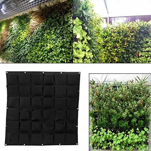 Ogrmar 36 Pockets Vertical Wall Garden Planter Plant Grow Bag for Flower Vegetable for Indoor/Outdoor (36 Pockets, Black) Ogrmar
