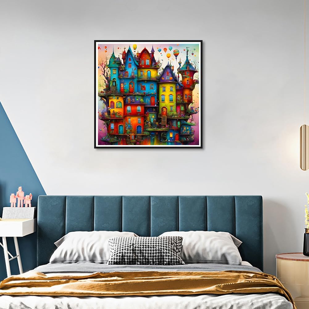 ijbnhd Diamond Painting Kits for Adults - House Diamond Art Kits for Adults, 5D Diamond Painting Dream House, DIY Full Drill Diamond Painting Cartoon Gem Art Crafts 14x14inch ijbnhd