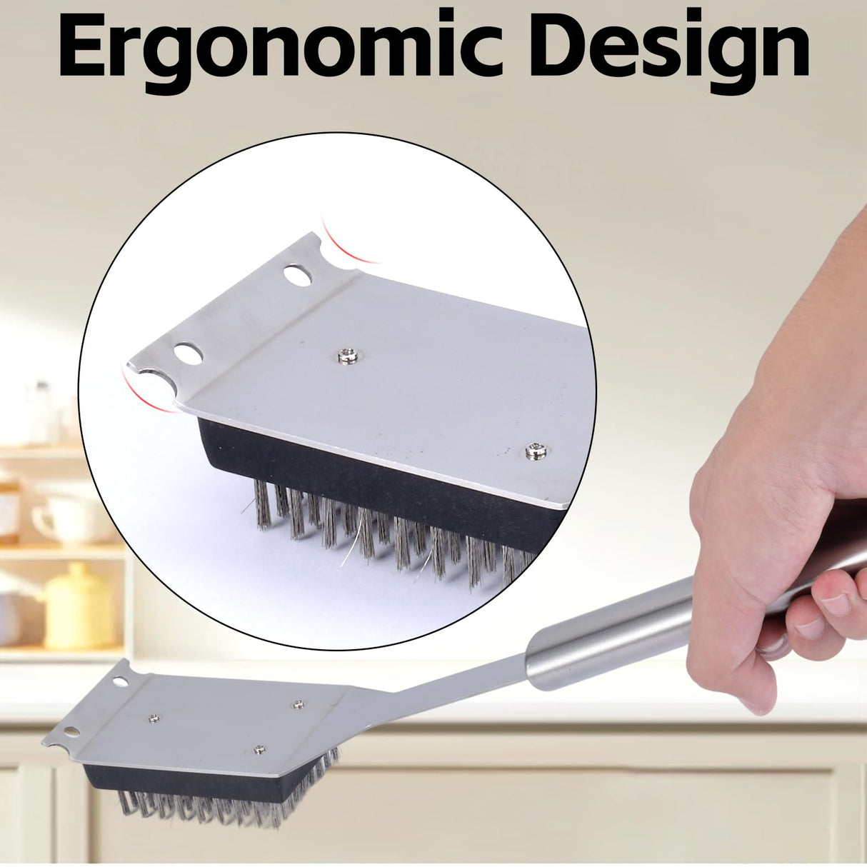 2 Pack Grill Brush and Scraper, 16.5” & 14” Wire BBQ Grill Brush for Outdoor Grill, 304 Stainless Steel Cleaning Brush BBQ Grill Accessories, Safe Grill Cleaner Brush-Ideal Gift for Men/Dad BBQ Brush Edgnb