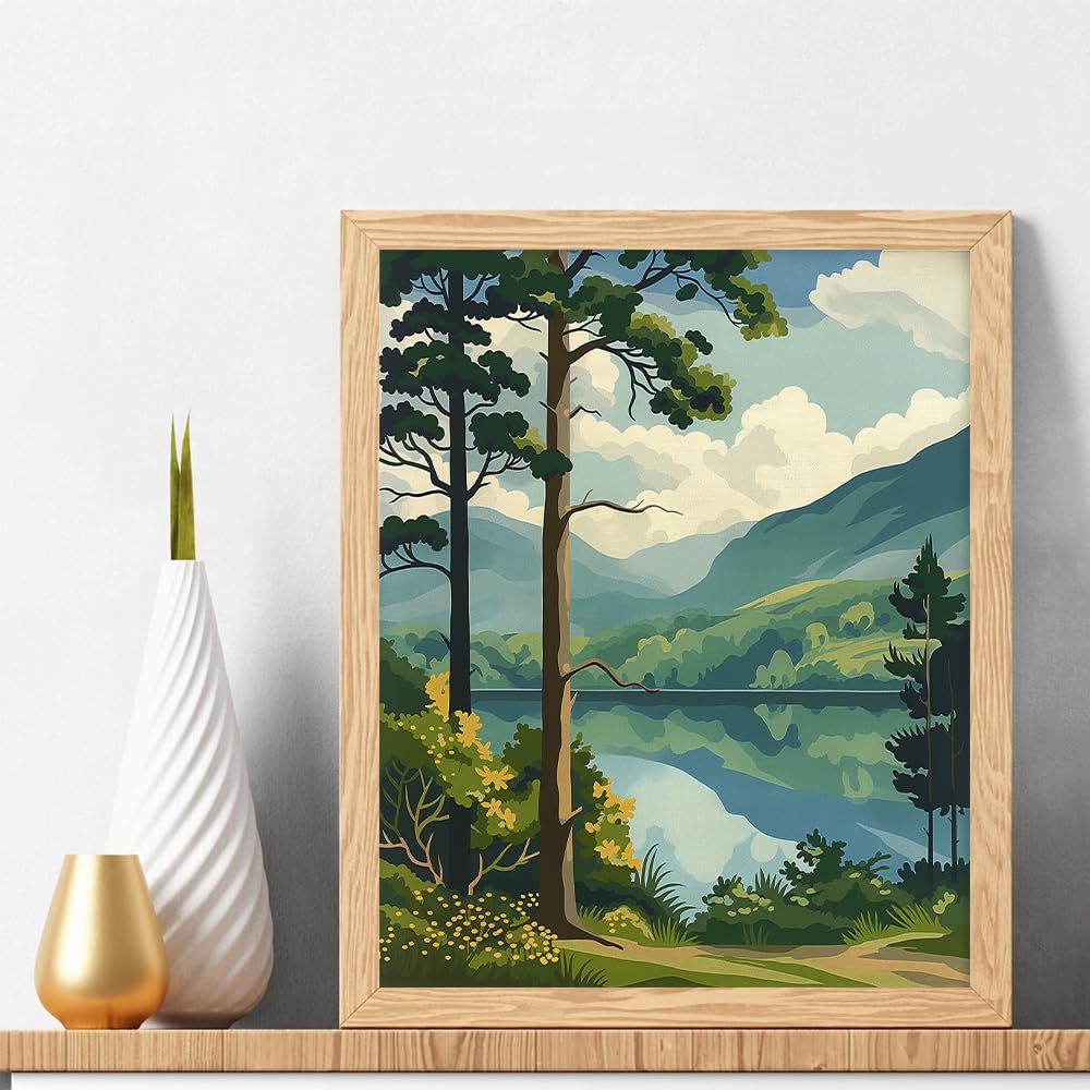 Natuyalo Paint by Numbers Kit for Adults - Forest Landscape Paint by Number on Canvas Without Frame, DIY Acrylic Painting for Ideal Gift Home Wall Decor (16x20 Inch) Natuyalo