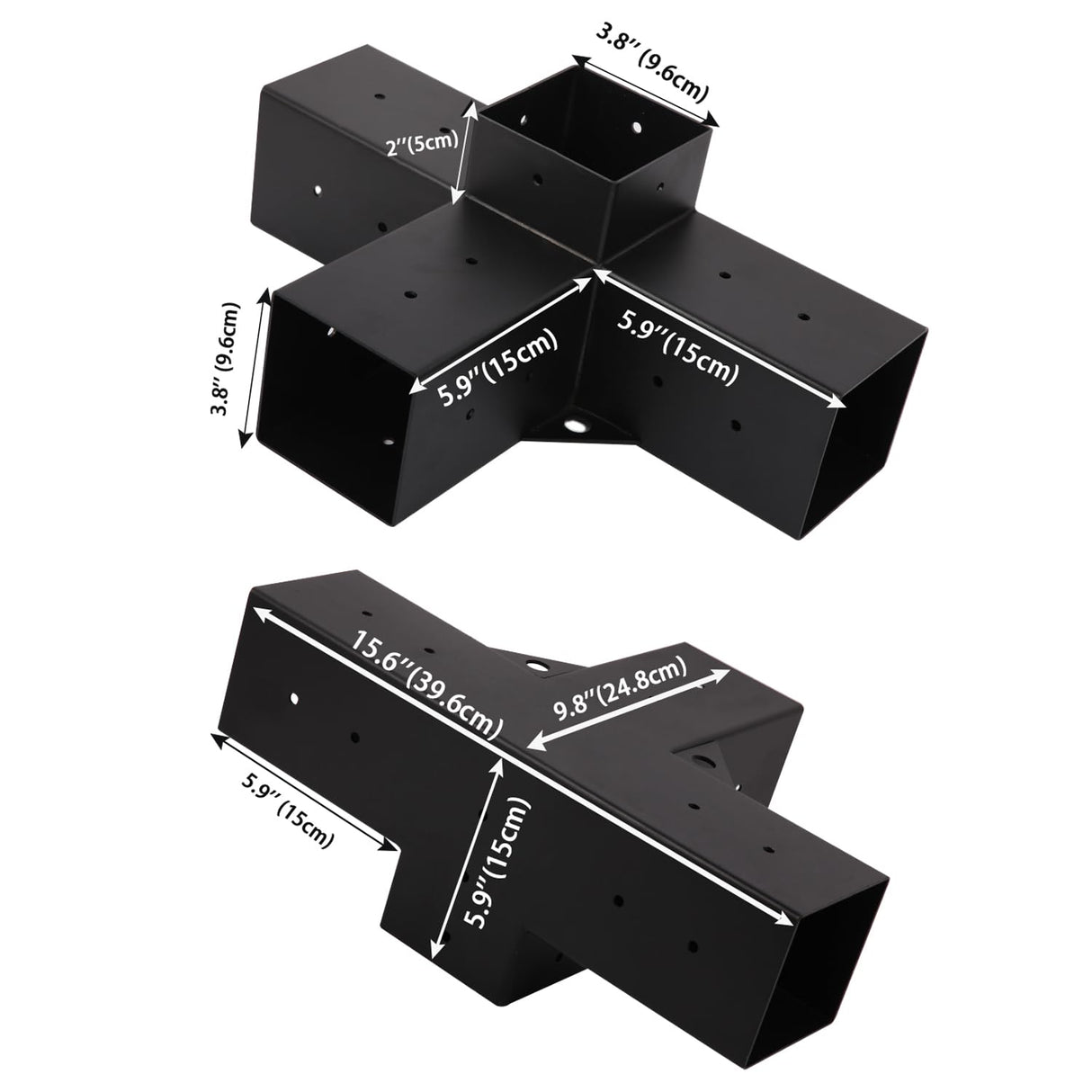 2Pcs Pergola Brackets Kit 4 Way Right Angle Corner Brackets for Gazebos,Garden,Patio,Wood Beams 4''x4'' Lumber (Actual: 3.8x3.8'') Inusbojie