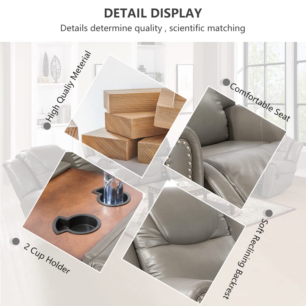 Ocstta Manual Leather Recliner Sofa Set, Living Room Furniture Set,Leather Sofa Set and Recliner Couch for Home/Office(Leather Recliner Sofa) Grey Ocstta