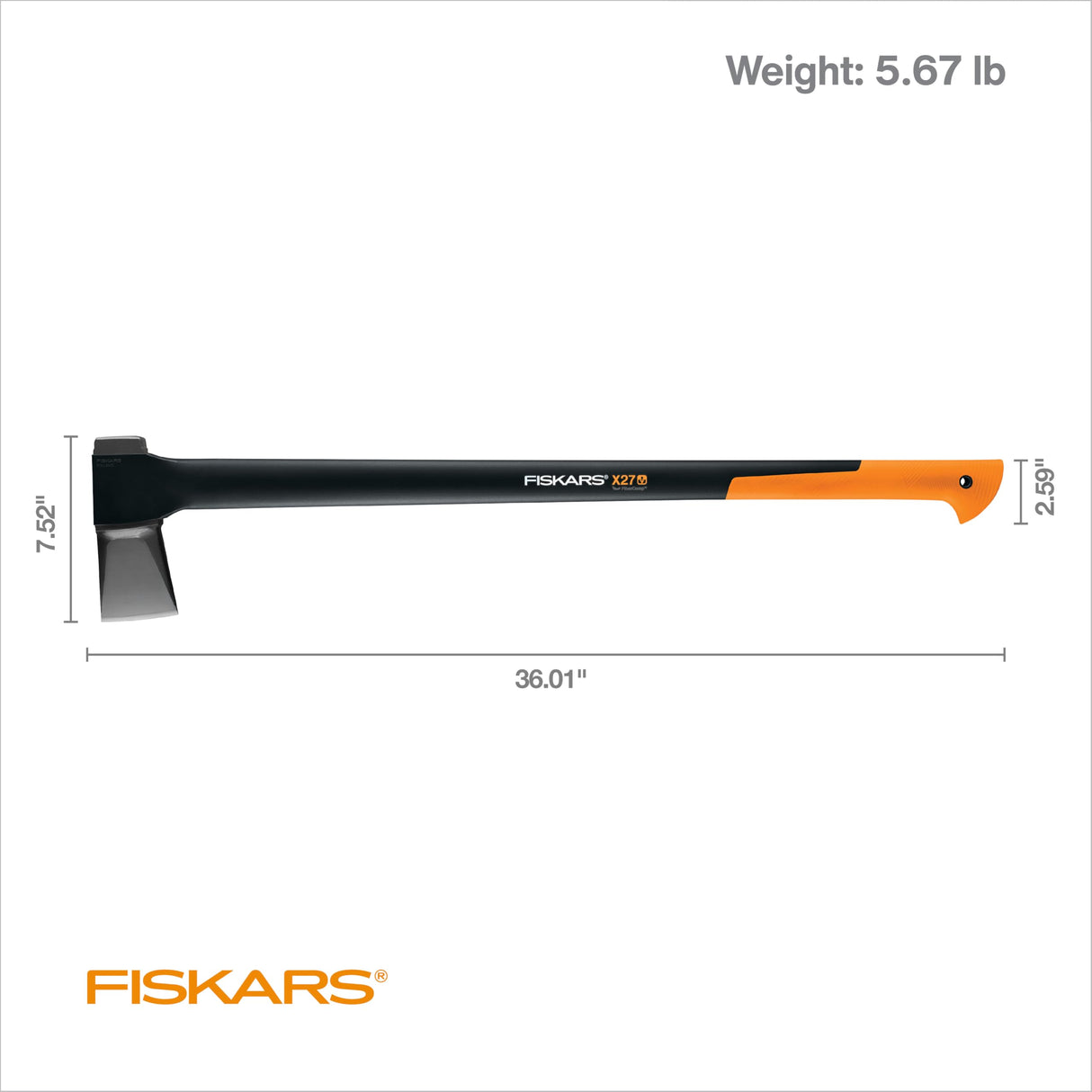 Fiskars X27 Super Splitting Axe, 36" Wood Splitting Axe for Medium to Large Size Logs with Shock-Absorbing Handle, Split Firewood, Forged Steel Blade, Bushcraft Gear and Camping Hatchet Fiskars