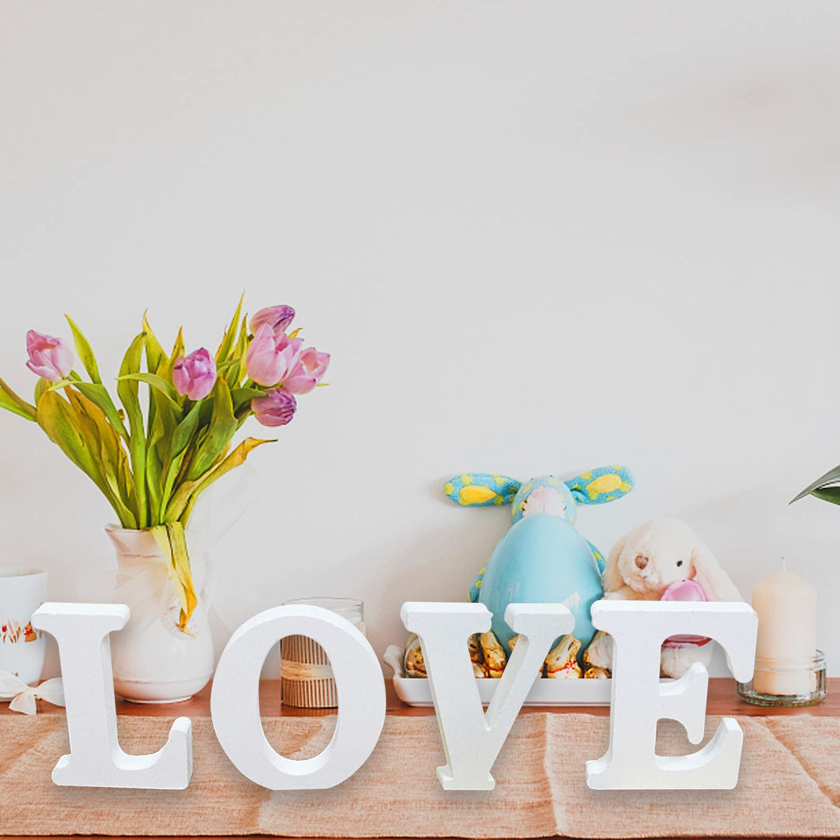 AOCEAN 4 Inch White Wood Letters Unfinished Wood Letters for Wall Decor Decorative Standing Letters Slices Sign Board Decoration for Craft Home Party Projects (A) AOCEAN