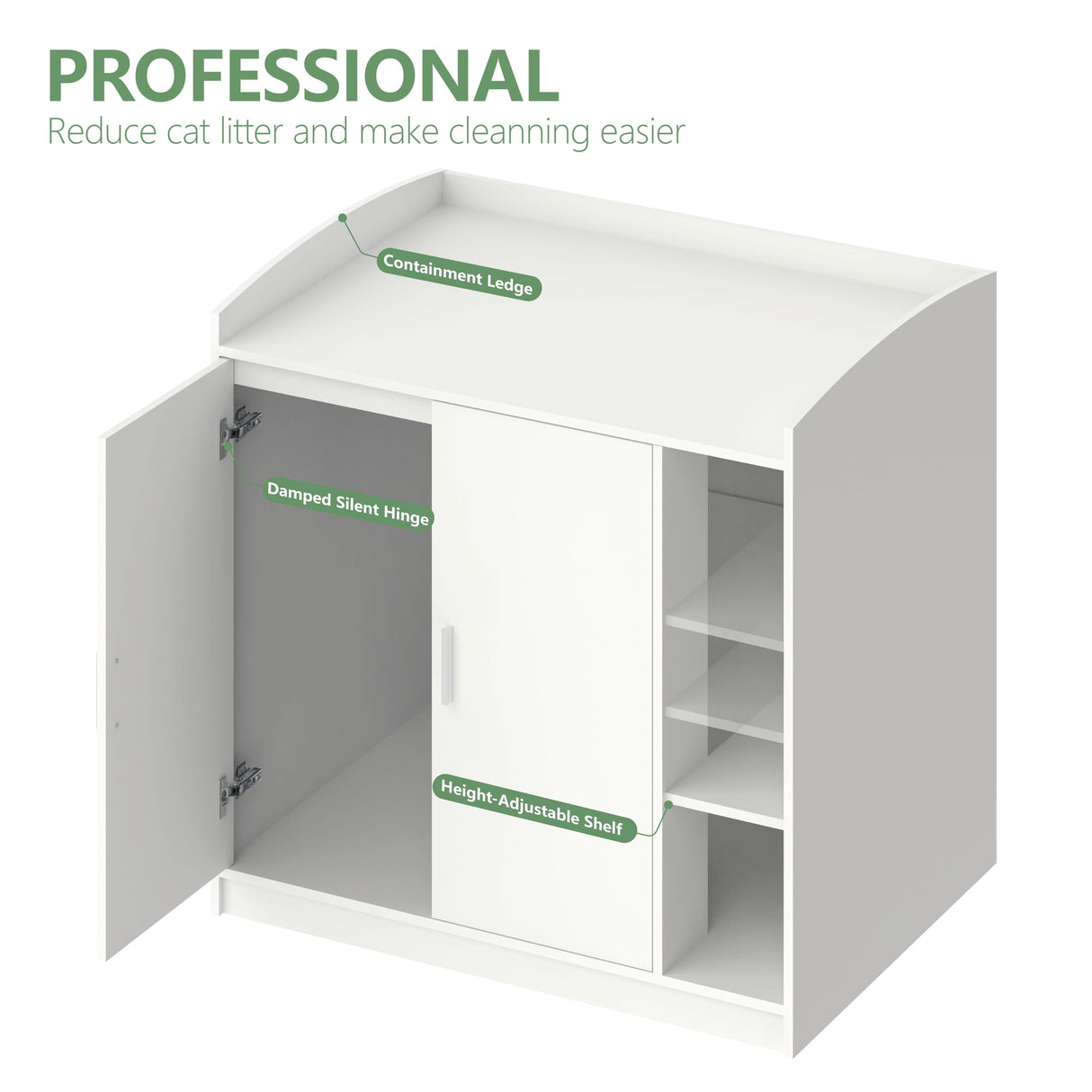 Amunrbrek Litter Robot Enclosure, Litter Robot Cabinet, Modern Automatic Litter Box Enclosure Cover for Litter Robot 3 & 4 (White, Front Entry) amunrbrek