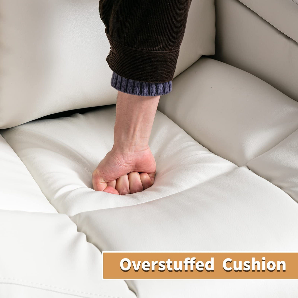 ANJ White Power Recliner Chair Electric Home Theater Seating Soft Leather Movie Chair for Living Room Overstuffed Single Reclining Sofa with Hidden Arm Storage, Cup Holders and USB Ports (Cream White) ANJ