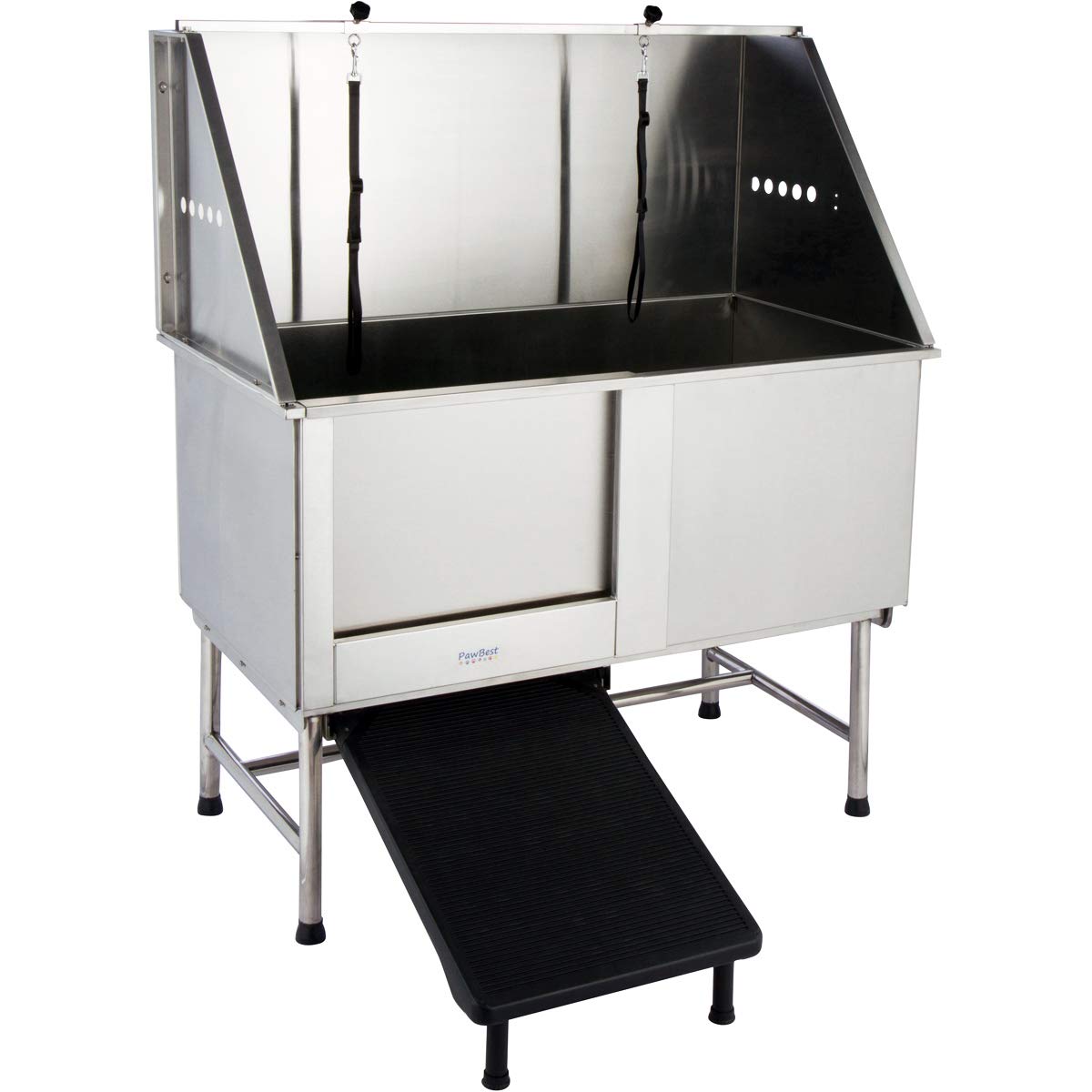 PawBest Stainless Steel Dog Grooming Bath Tub with Ramp, Faucet, Hoses and Loops (50" Bathtub) PawBest