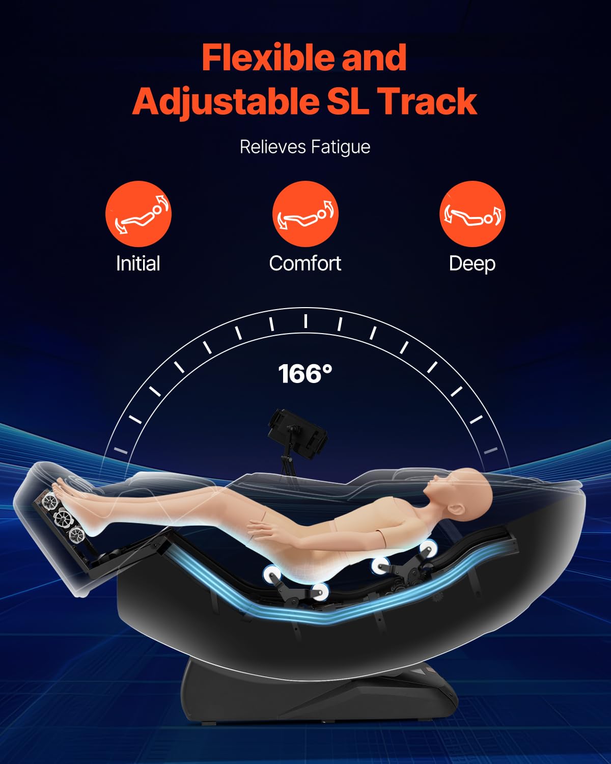 VEVOR 4D+3D Full Body Massage Chair - SL Track, AI Voice Control, Electric Extendable Footrest, Yoga Stretch, TFT Touchscreen, Home Relaxation VEVOR