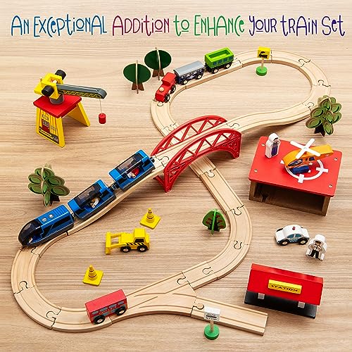 KipiPol Battery Operated Action Locomotive Toy Train Set for Wooden Train Tracks, (Magnetic Connection)-Compatible with Thomas The Train Toys, Brio Train Set for Toddlers 3-5 and up Kipipol