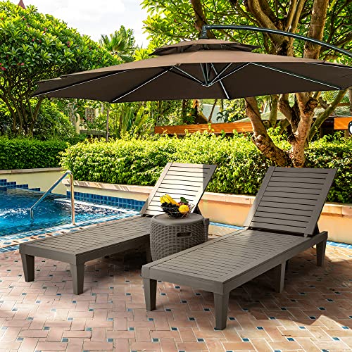 YITAHOME Chaise Outdoor Lounge Chairs with Adjustable Backrest, Multi-Functional Patio Loungers Easy Assembly & Lightweight, Waterproof Poolside Chaise Lounge with 265lbs Capacity, Set of 2, Taupe