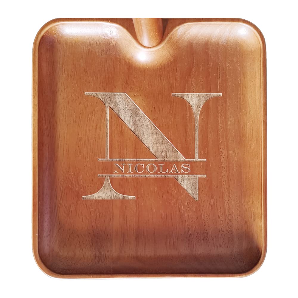 BULIHAN Personalized Wood Key Bowl for Entryway Table, Custom Engraved Wooden Valet Tray Organizer with 3 Rack for Keys, Watch, Wallet, Jewelry, Phone and more (Rectangle) BULIHAN