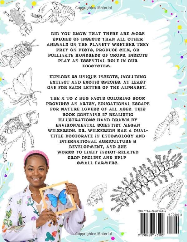 A to Z Bug Facts Coloring Book: Explore 28 Insects With 60+ Unique Facts (Dr. Megan's A to Z Coloring Books) WoodArtSupply