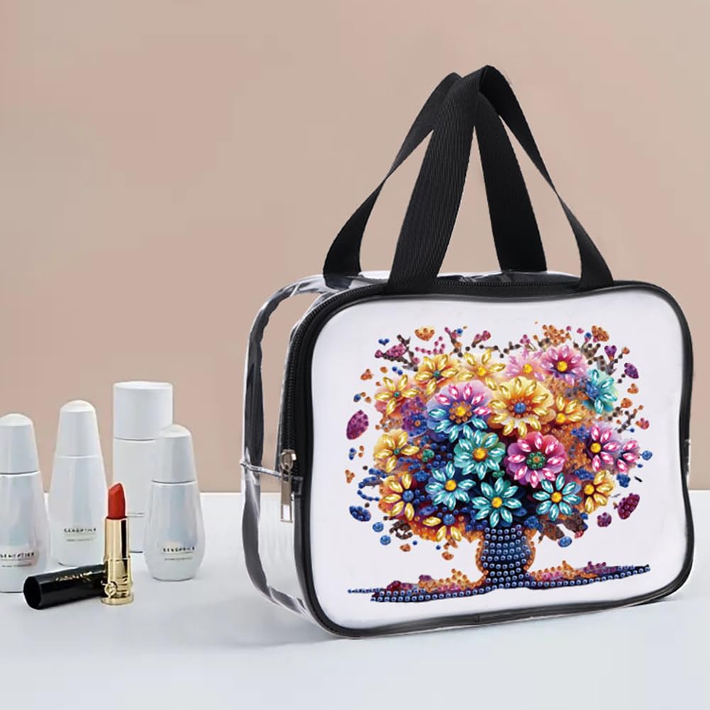 DIY Diamond Art Crystal Rhinestone Cosmetic Bag Zipper Closure Diamond Large Capacity Storage Pack 5D Diamond Art Painting PVC Pouch Handmade Craft Kits for Cash Carry Daily Use Travel-Tree of Life Generic
