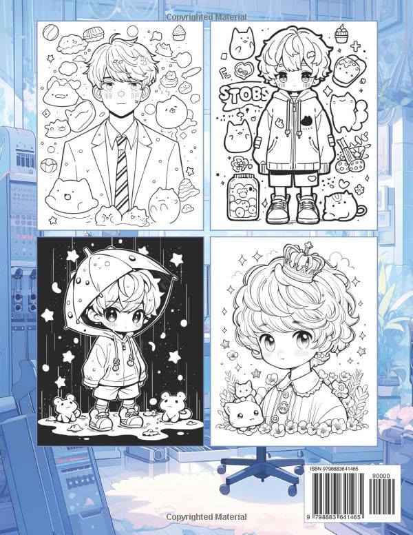 Anime Coloring Book: Kawaii Boys: Relief Japanese Comic, Manga Kawaii Coloring Book for Kids, Teens and Adults (Anime Coloring Books) WoodArtSupply