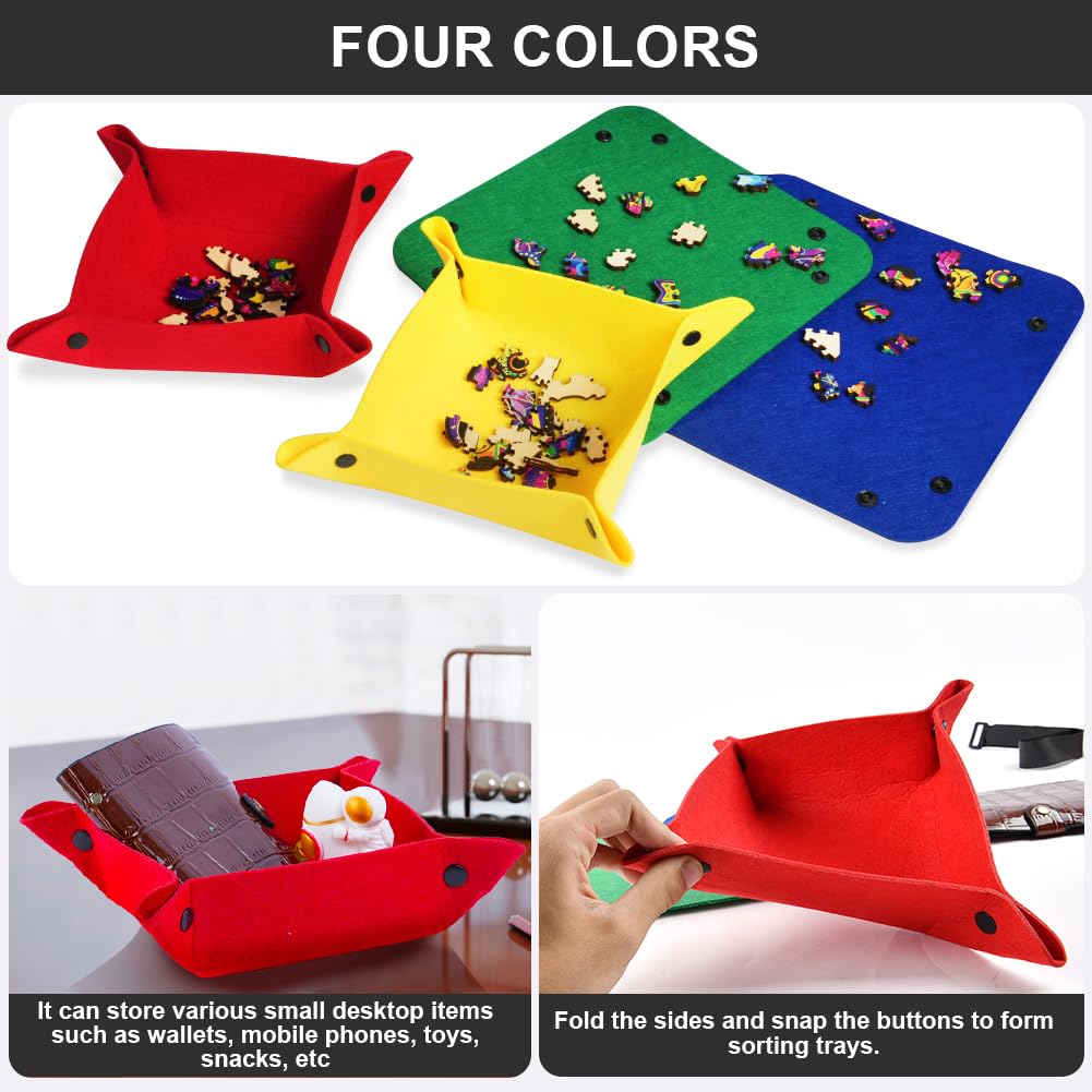 Ainiv Jigsaw Puzzle Mat Roll Up 2000 Pieces, 47” x 31.5” Portable Felt Puzzles Board with 4 Sorting Trays & Travel Storage Bag, Jigsaw Saver Pad Keeper for Adults Teens, Black Ainiv