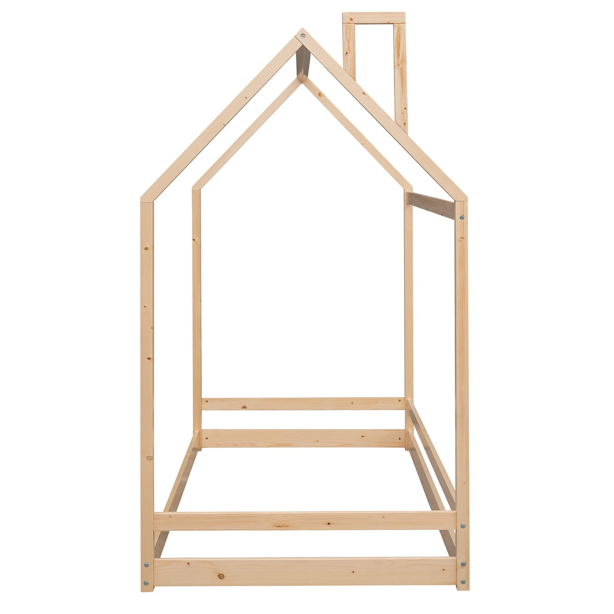 Montessori Twin House Bed with Roof for Kids - Natural Wooden Floor Bed by Harper & Bright Designs Harper & Bright Designs