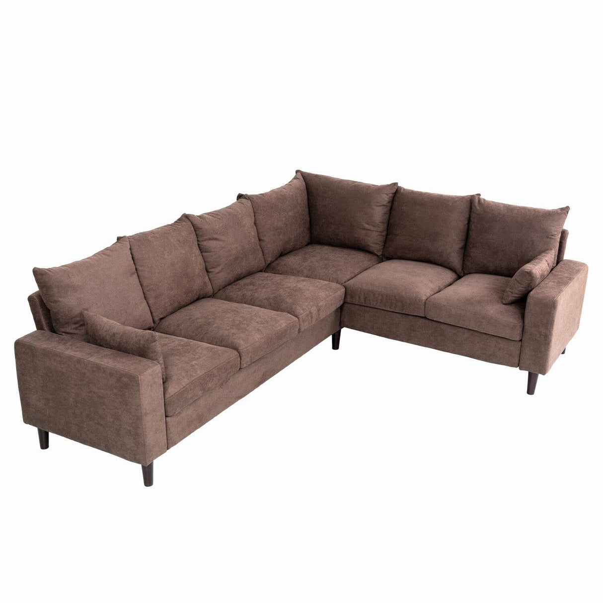 Panana 6 Seats Linen Fabric Large SECTIONAL Corner Sofa Settee - Sofa for Living Room-Left/Right-Hand Side Sofas, Brown Panana