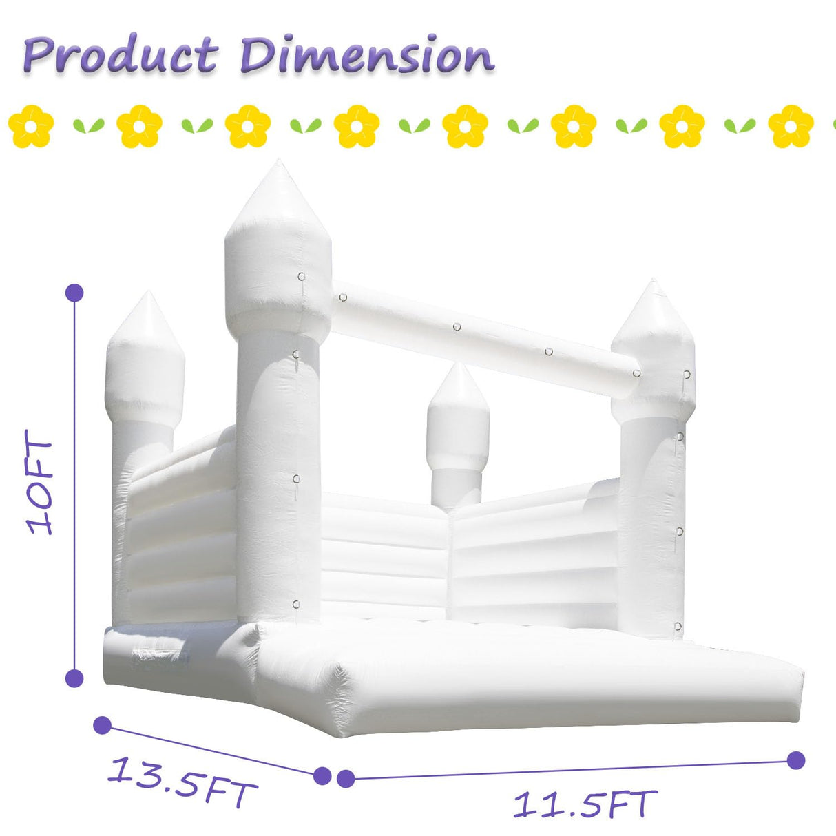 White Bounce House for Adults Kids, 13.5FT PVC Commercial Grade Bounce House for Kids 5-12 with 750W Powerul Blower, Inflatable Large Bounce House Wedding Birthday Party Decorations 13.5 x 11.5 x 10FT awesmflate