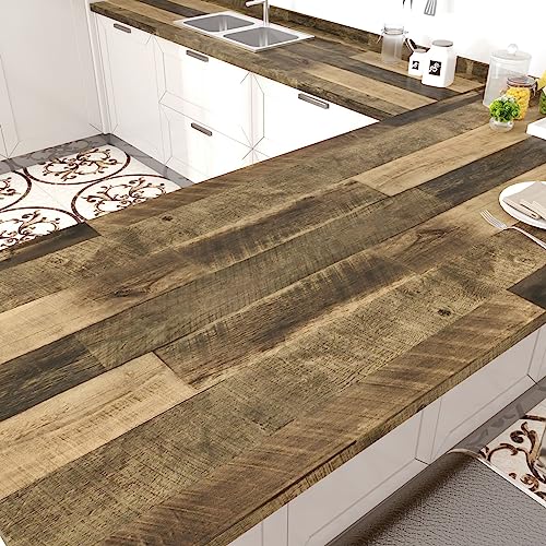WESTICK Wood Contact Paper Removable Wood Wallpaper Peel and Stick Countertops Wooden Contact Paper Waterproof Wood Wall Paper Roll for Kitchen Walls WESTICK