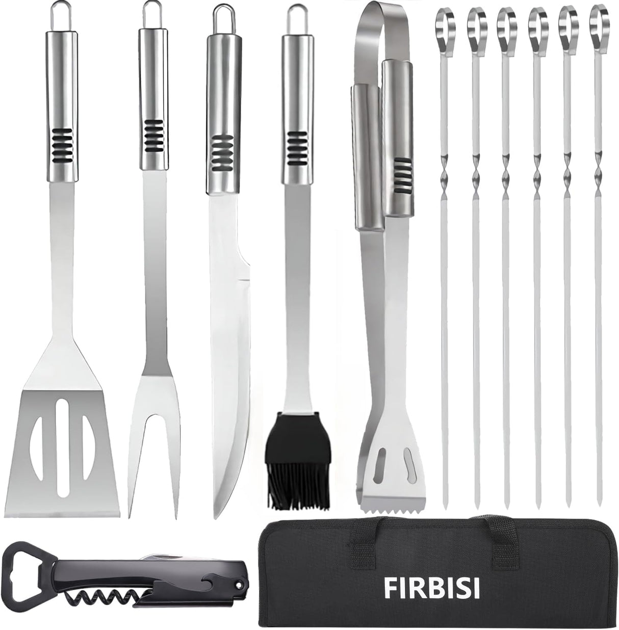 BBQ Grilling Tools Set,Stainless Steel Grilling Accessories Kit for Men Gift,13pc BBQ Grill Utensils Gift Kit with Portable Carry Bag BBQ Tools Grill Tools Set for Backyard Outdoor Grill Cooking FIRBISI