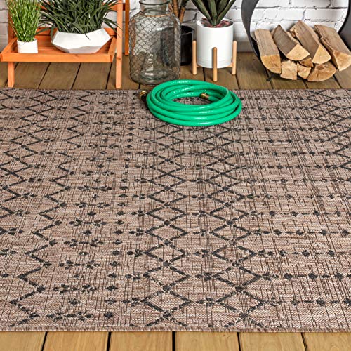 JONATHAN Y Moroccan Geometric Indoor Outdoor Area Rug 8X10 Natural/Black, Ourika Textured Weave for Backyard, Patio, Porch, Easy-Cleaning, High Traffic, Pet-Friendly, Non-Shedding (SMB108D-8) JONATHAN Y
