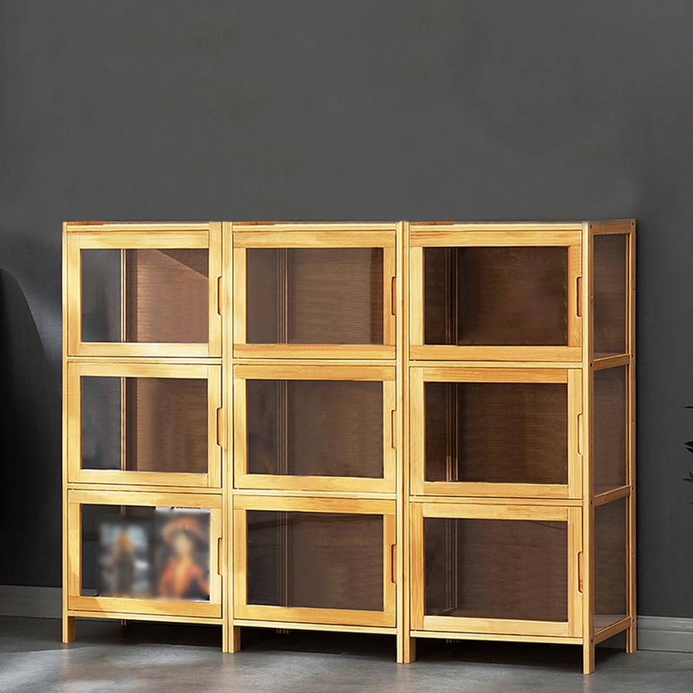 Yimisya Curio Display Cabinet with Acrylic Doors, Collectibles Toy Organizers Rack, Pantry Cabinet, Freestanding Cupboards for Home, Office, Playroom, Living Room, Kitchen Yimisya