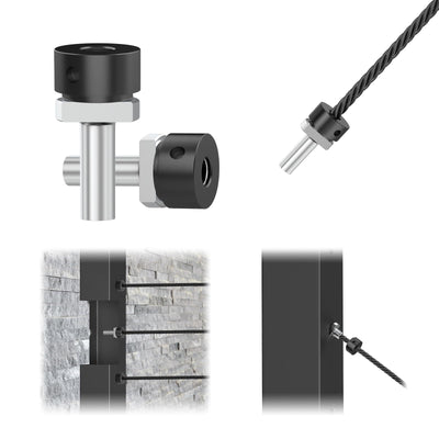 BLIKA 20 Pack 1/8" Black Cable Railing Anchor Terminal, T316 Stainless Steel, Invisible Cable Railing Kits for Metal Posts, Cable Railing End Fittings, Cable Railing Corner Post Anchor