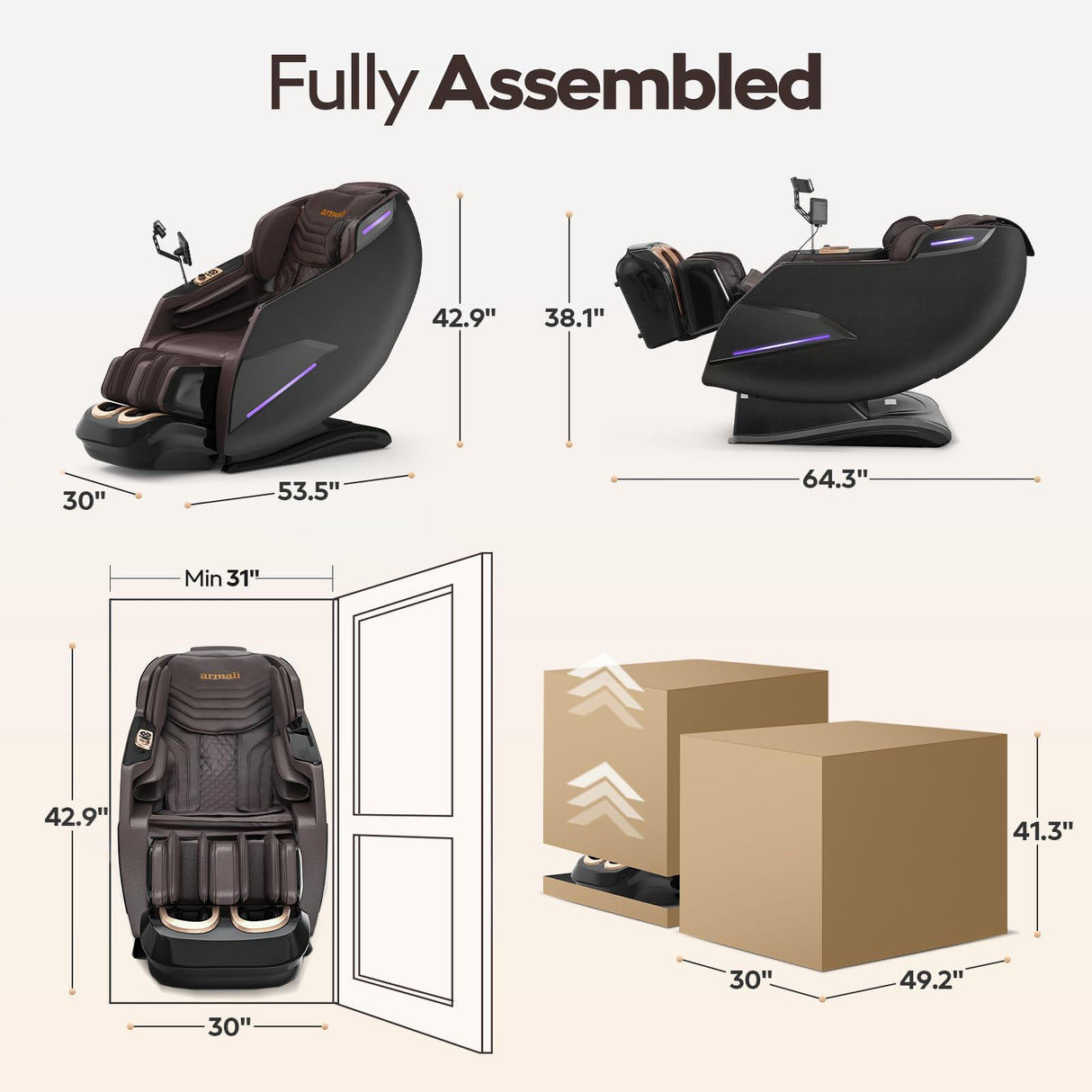 4D Massage Chairs Full Body,Zero Gravity SL-Track Shiatsu Massage Chair Recliner,Core Heating,20 Massage Techniques,Deep Yoga Stretch,Foot Rollers, Ai Voice,Touch Screen,Wireless Charging armali