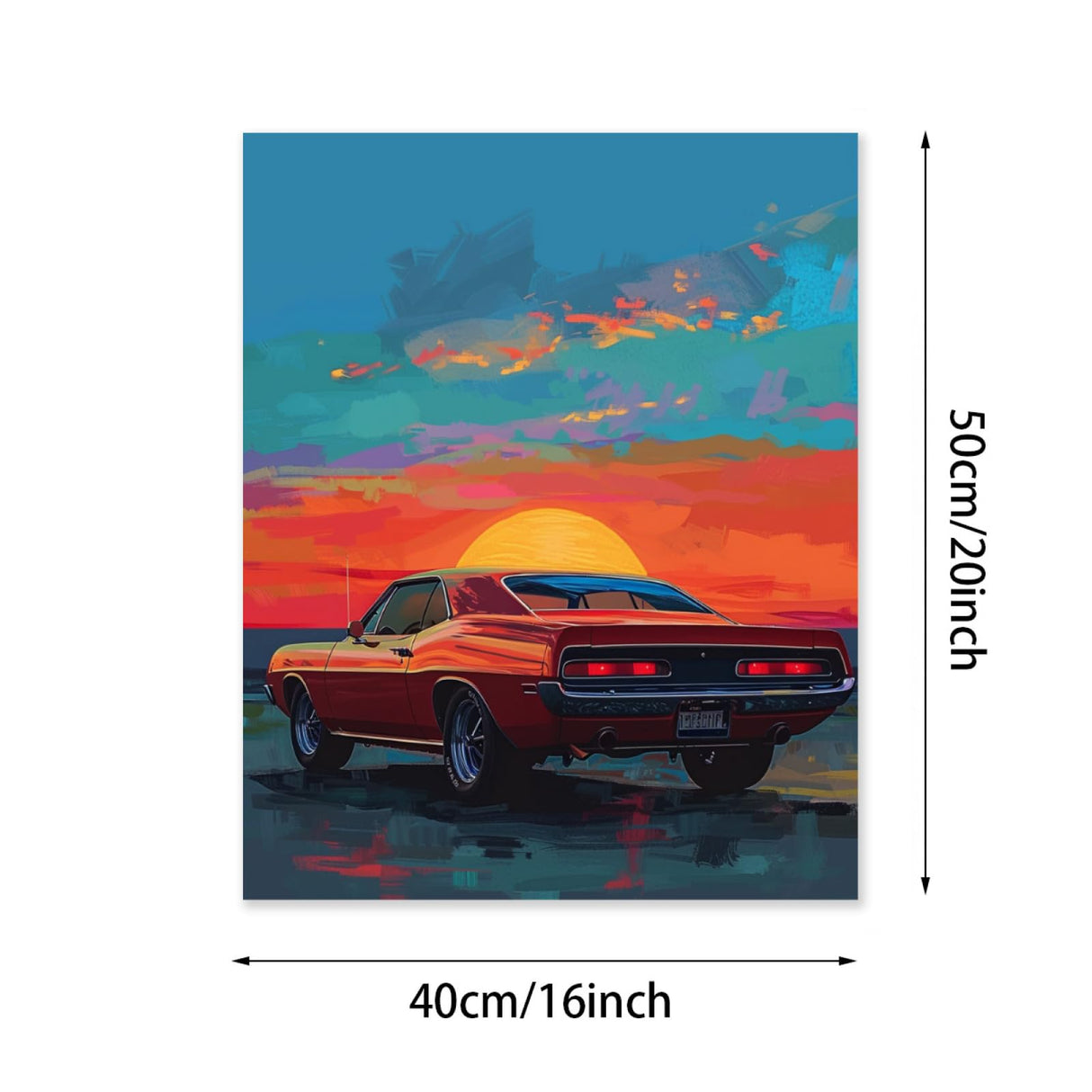 Fhuyiks Sunset Muscle Car Paint by Numbers Kit for Adults, Modern Aesthetic Paint by Number on Canvas, Abstract Art Digital Oil Painting Kits Suitable for Home Wall Decoration Gift 16"x 20" Fhuyiks