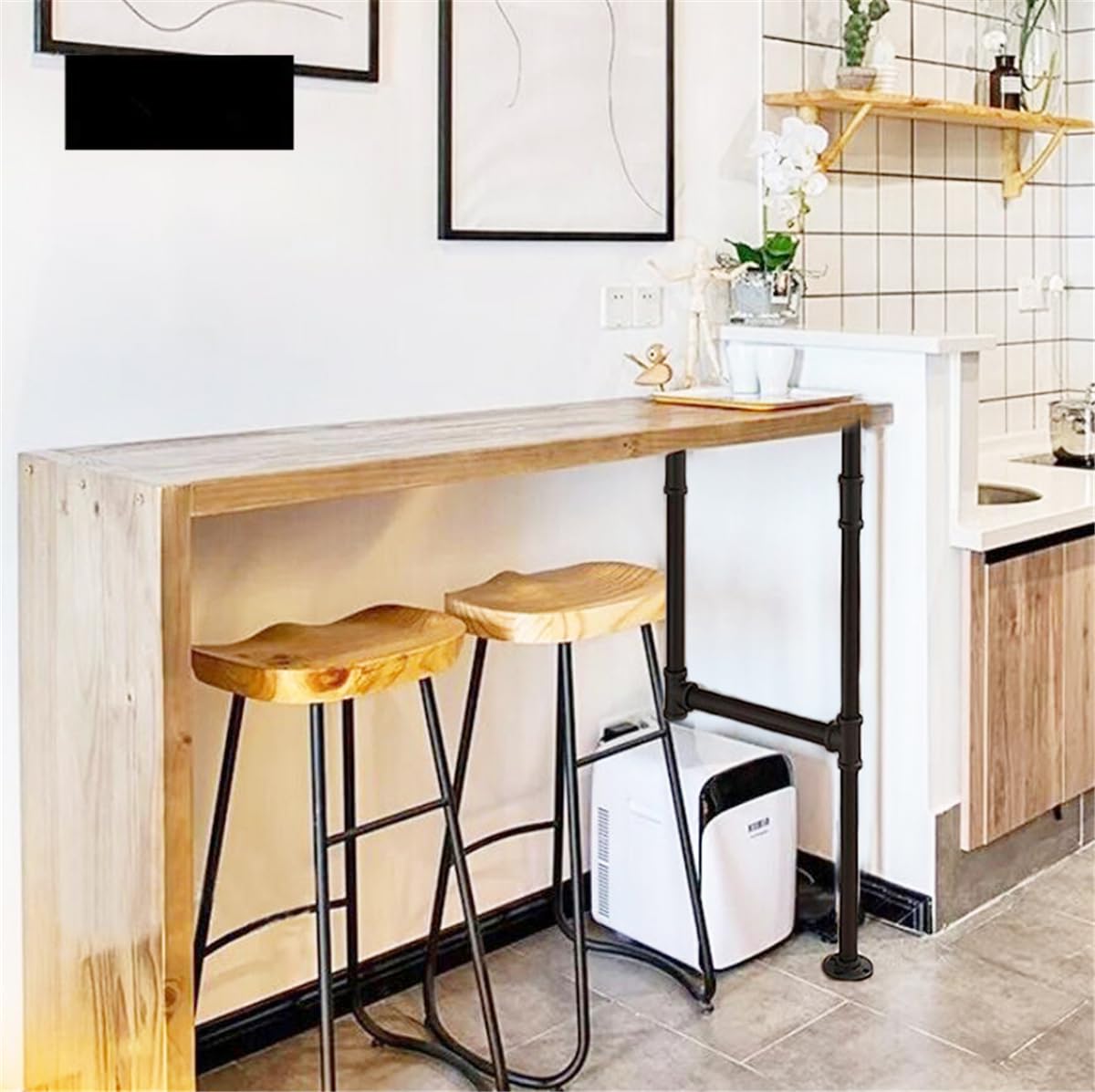 Mdjwjj Industrial Pipe Counter Bar Height Table Leg,Metal Table Legs,Iron Base Legs Coffee Tables, Desks, Nightstand,2Pcs, 38" H × 14" W(Black) Mdjwjj