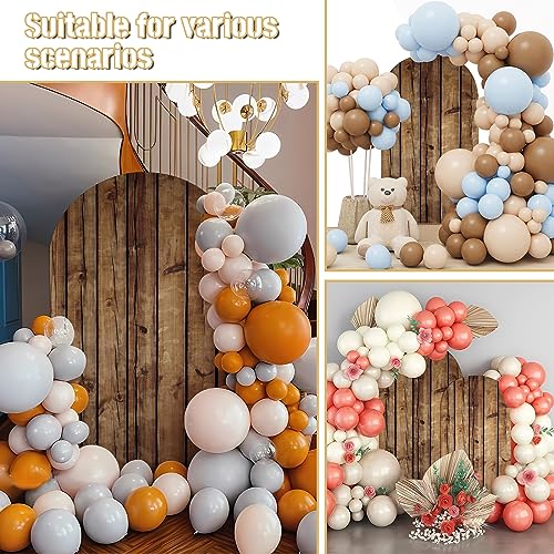 JASREE 6.6FT Rustic Wood Arch Cover Spandex Fitted Wedding Arch Stand Backdrop Covers 2-Sided Round Top Chiara Arch Backdrop Cover for Birthday Party Baby Shower Banquet Decor(3.3x6.6ft,No Frame) JASREE