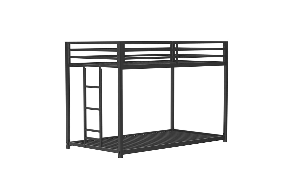 Bellemave Twin Over Twin Metal Bunk Beds for Kids/Adults,Heavy Duty Kids Floor Bunk Bed Twin Size,Noise Reduced Structure,Black Bellemave