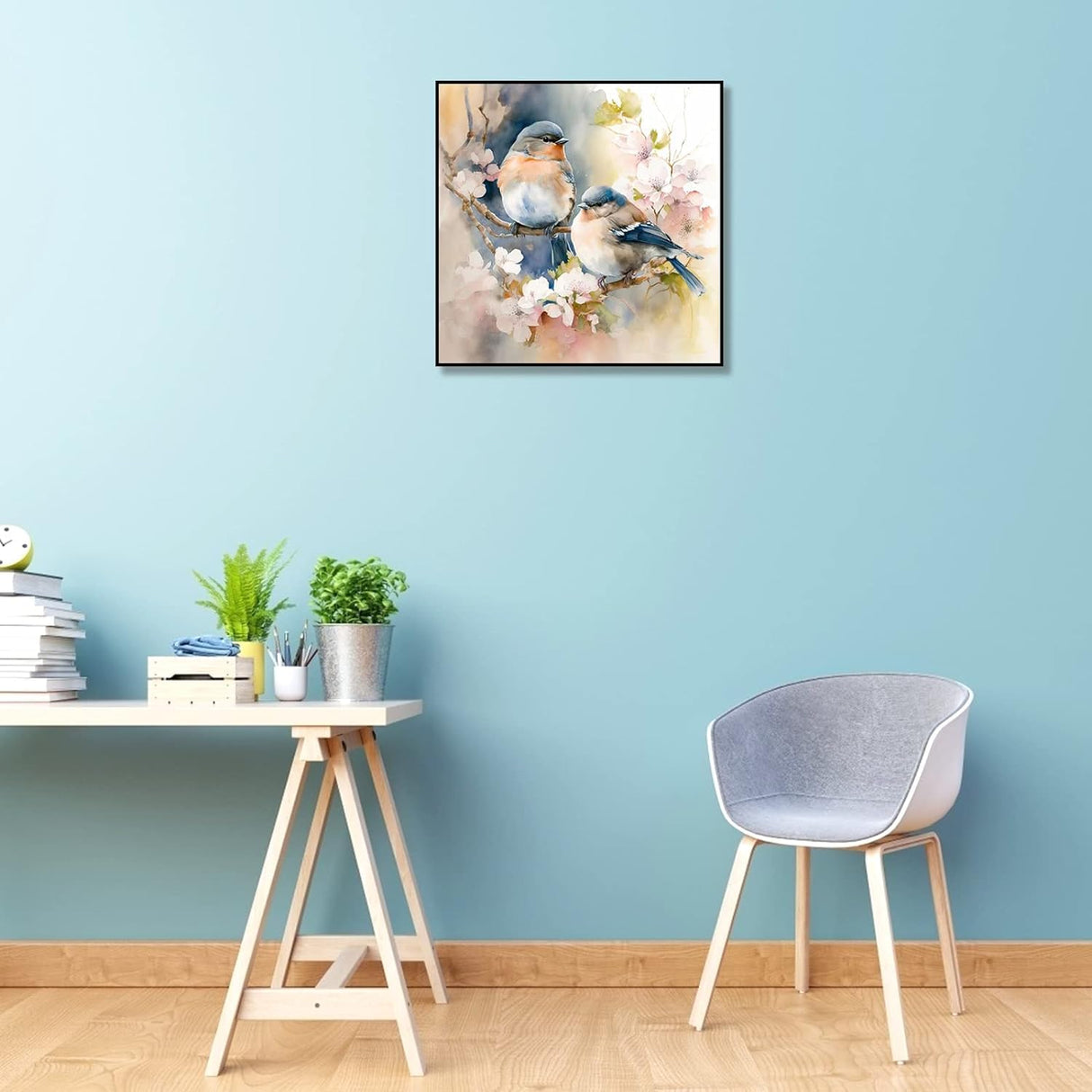 SHEGZHUC Diamond Painting Birds and Flowers 11.8x11.8 in Lovebirds Cherry Blossom Flower Cross Stitch Diamond Art Round Full Drill Diamond Painting for Wall Decor SHEGZHUC