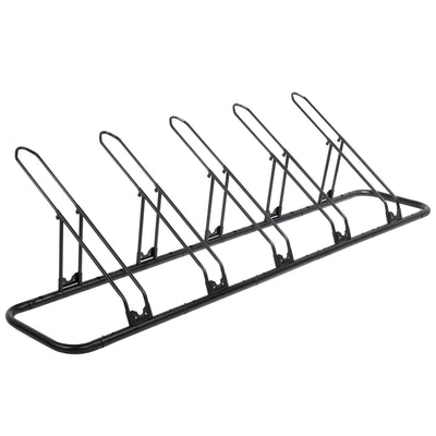 CyclingDeal Bicycle Floor Parking Rack Stand - for Mountain MTB Road Bike - Indoor Home Garage Storage - Adjustable 5 Bikes