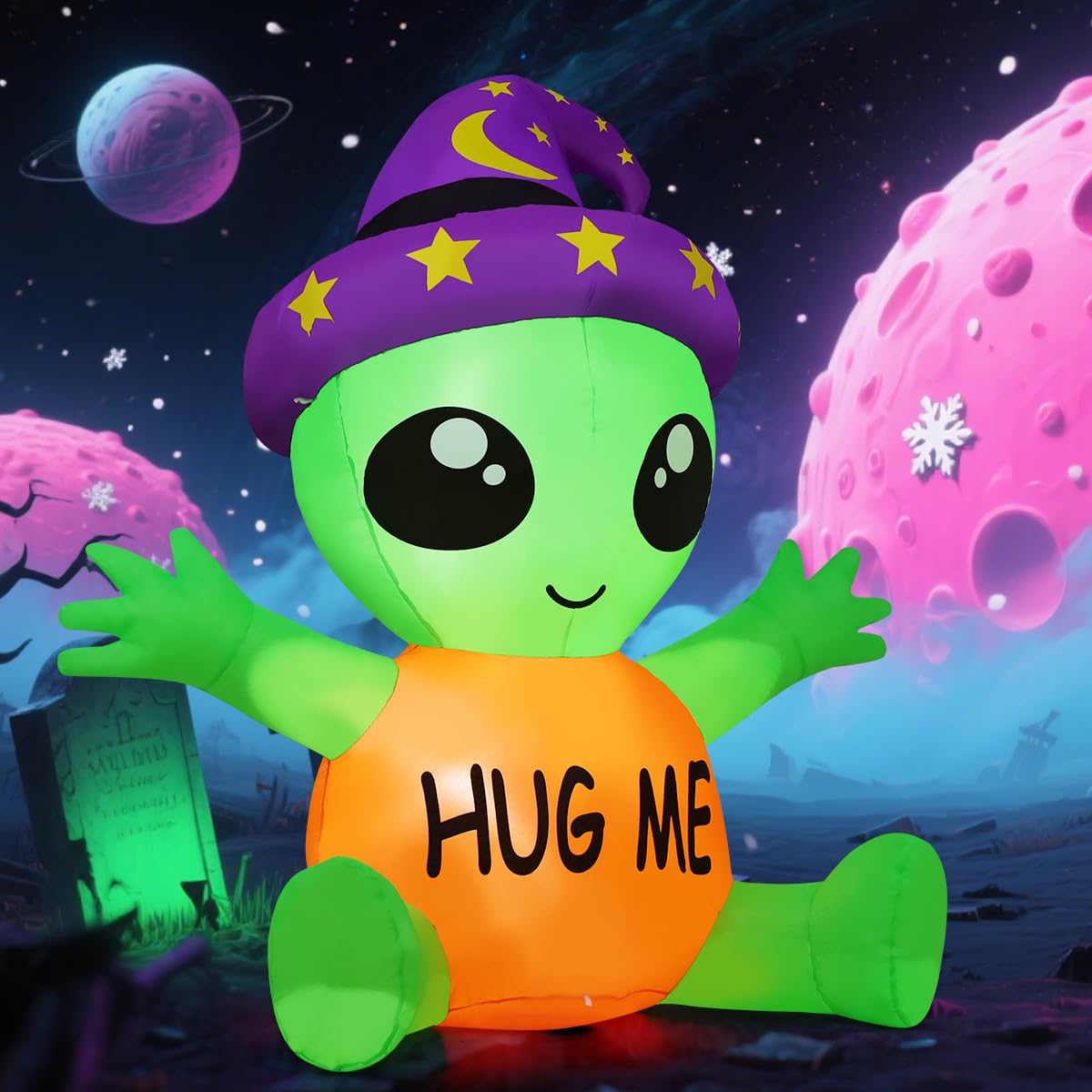 COMIN 5 FT Halloween Inflatables Alien Baby Outdoor Decorations Blow Up Yard with Built-in LEDs for Indoor Party Garden Lawn Decor COMIN