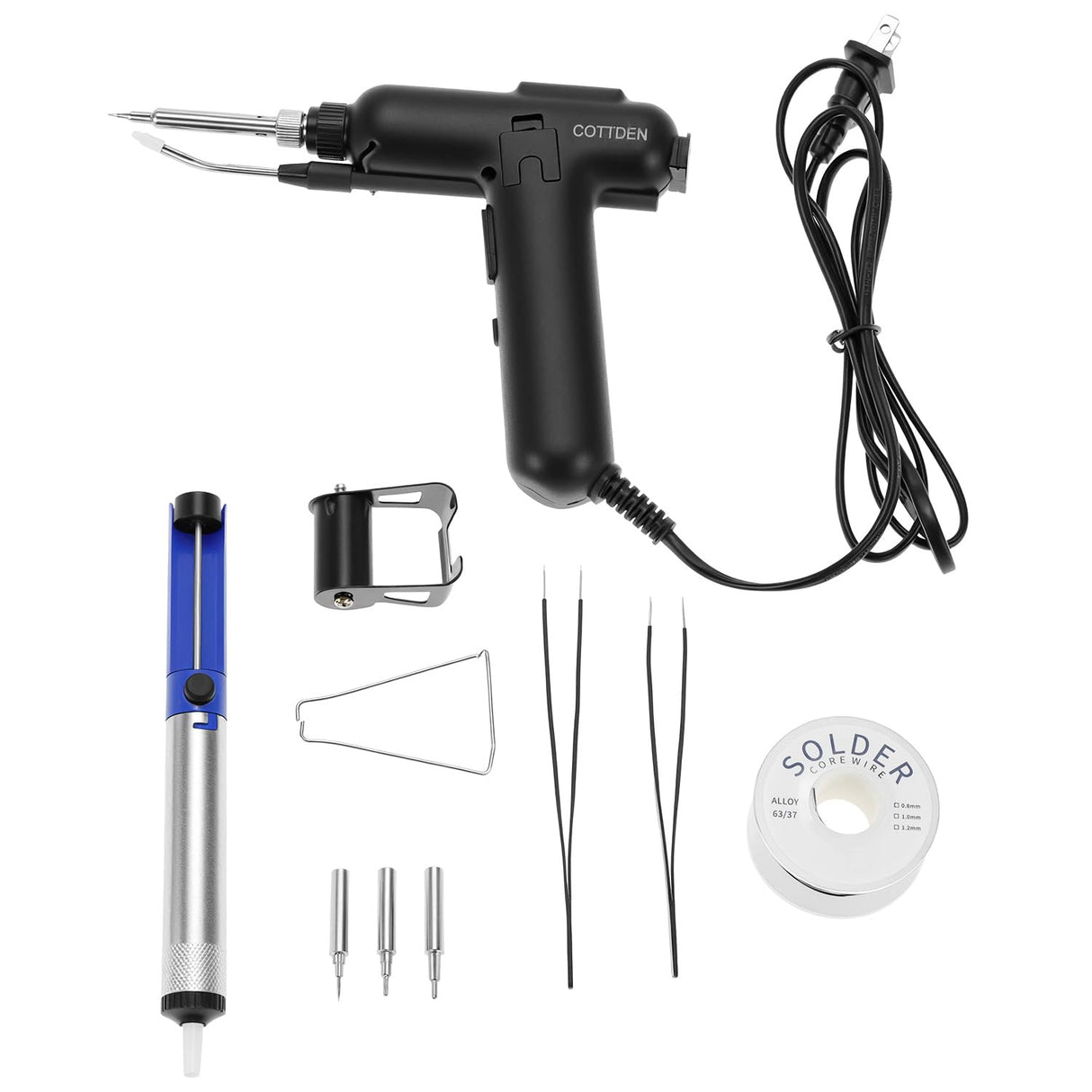 QWORK Soldering Iron Kit, 80W 110V Automatic Soldering Gun, Fast Heating Corded Electric Welding Gun with Welding Wire, Ceramic Heater QWORK