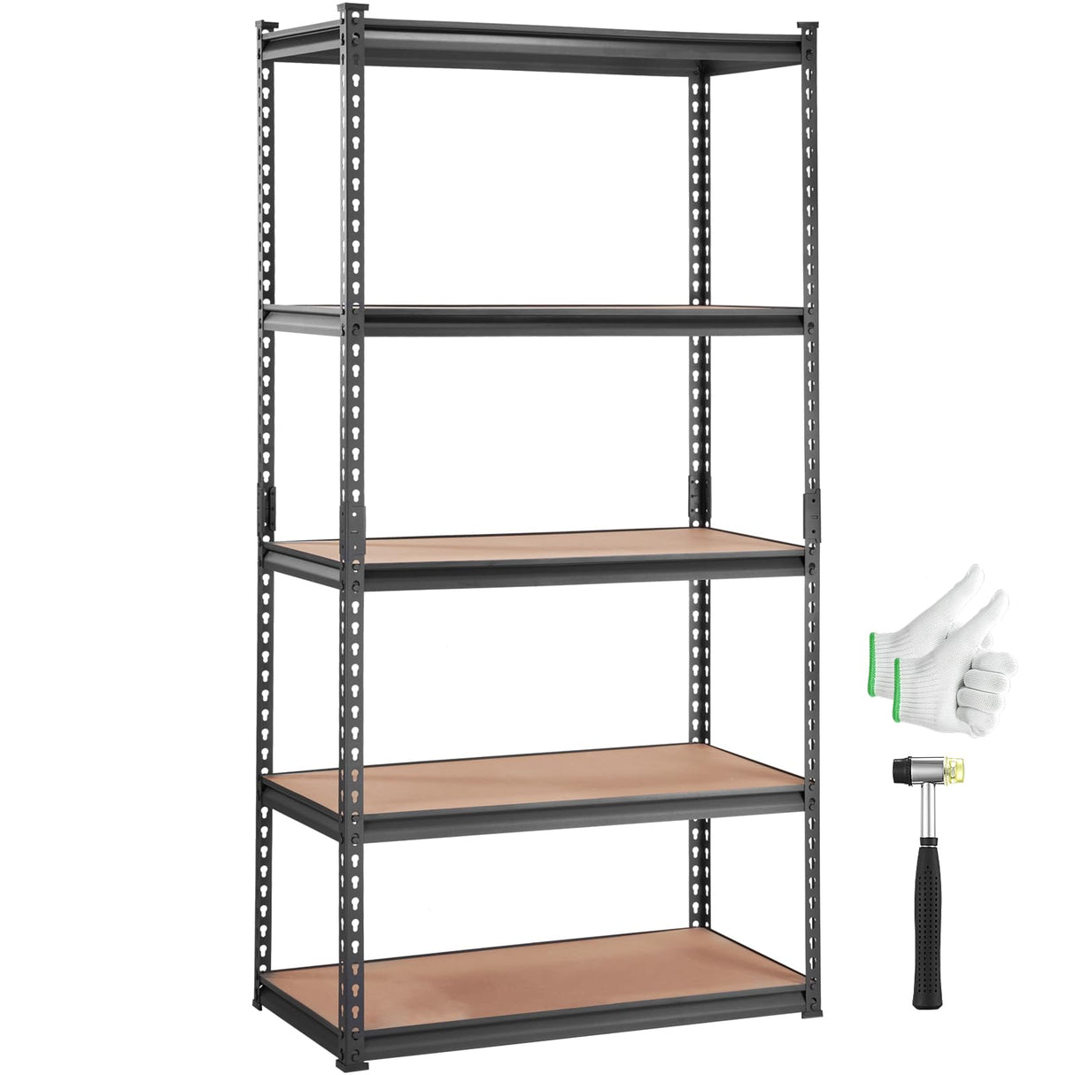 VEVOR Storage Shelving Unit, 5-Tier Adjustable, 2000 lbs Capacity, Heavy Duty Garage Shelves Metal Organizer Utility Rack, Black, 36" L x 18" W x 72" H for Kitchen Pantry Basement Bathroom Laundry VEVOR